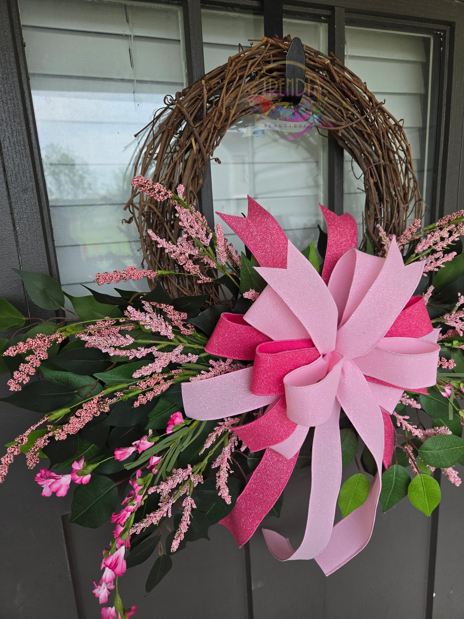 Pink Floral Grapevine